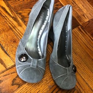 BCBG grey wedge heels